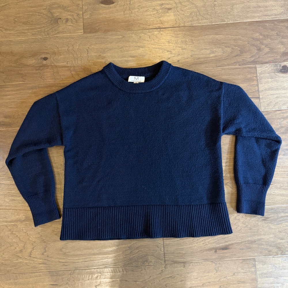 Magaschoni Womens Navy Blue Crewneck Viscose Blend‎ Knit Sweater Large